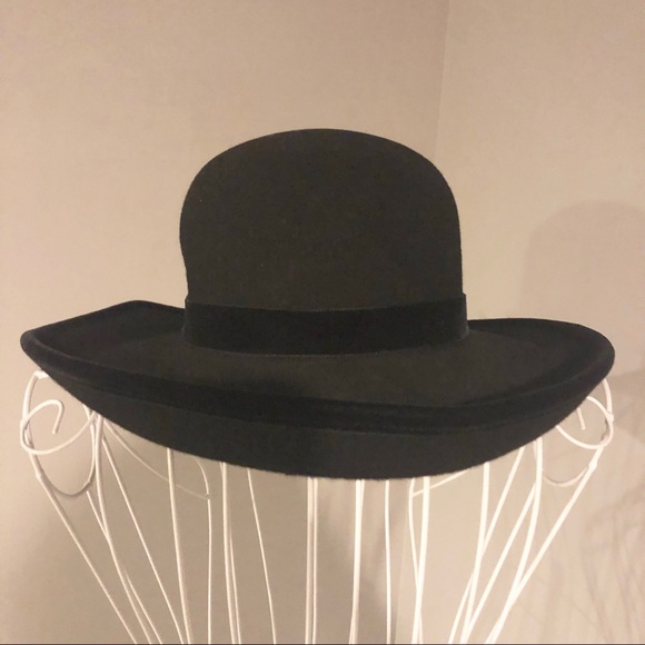 Vintage Bloomingdales Black 100% Wool Wide Brim Hat - Picture 4 of 9
